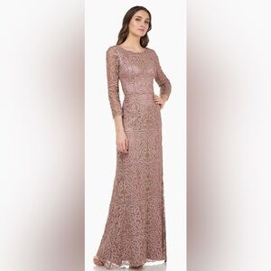 JS Collections SOUTACHE Embroidered Boat Neck Gown NWT